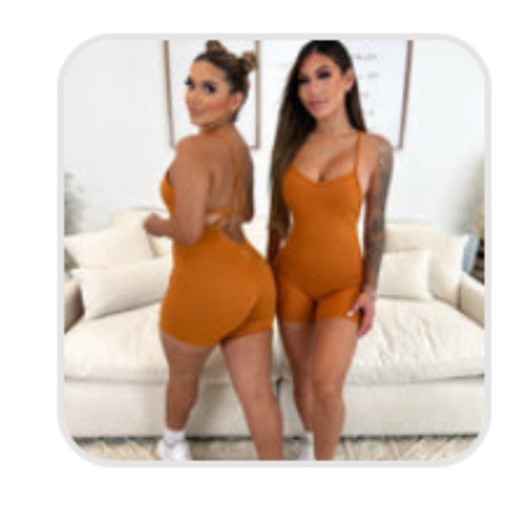 Peachy Bunz Burnt Orange Active Romper - Picture 2 of 4